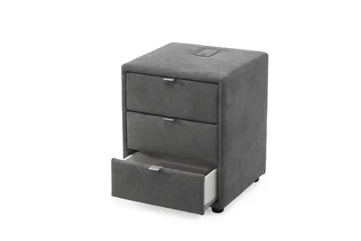 Nachttisch- Inkl. Ladeport, Stoff, Dunkelgrau