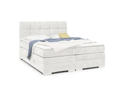 Boxspringbett SANDRIN I- Liegefläche ca. 180x200 cm, Stoff, Weiß, inkl. Stauraum