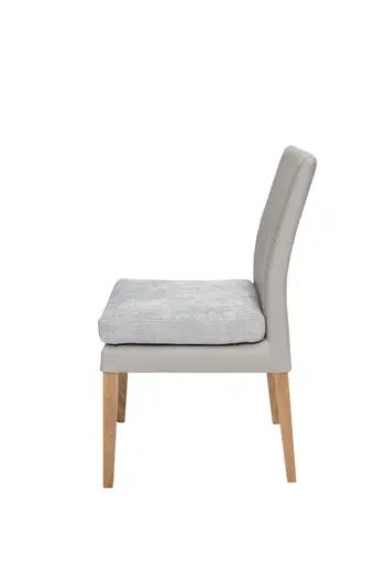 Stuhl - Stoff Hellgrau, Eiche massiv