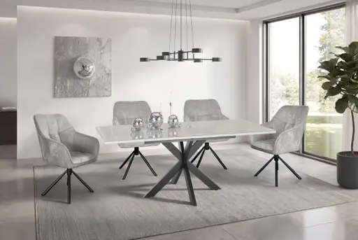 Armlehnstuhl MARLE - drehbar, Stoff, Silberfarben