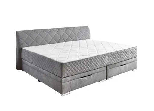 Boxspringbett- Liegefläche ca. 240x200 cm, Stoff, Silber