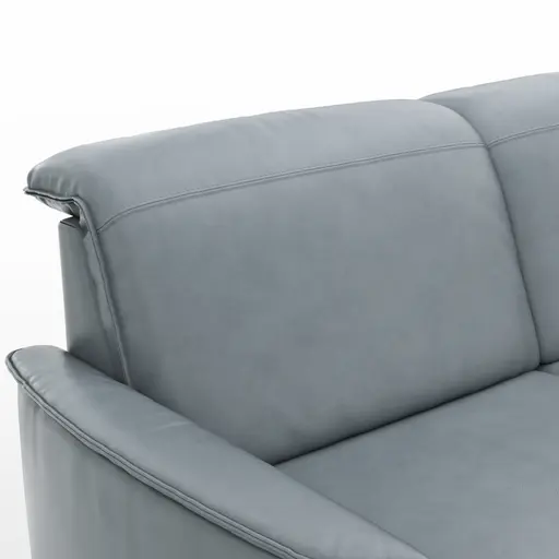 Sofa Bolivien - 2,5-Sitzer groß, Kopfteil verstellbar, Leder, Steel