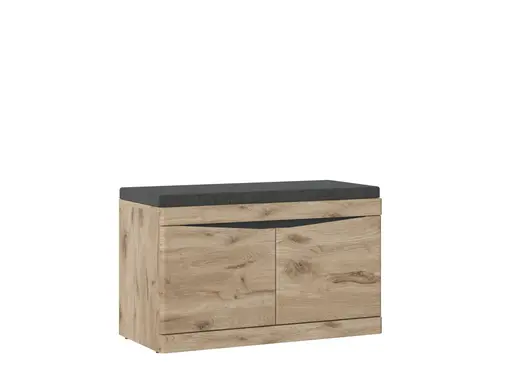 Garderobenbank - mit Sitzkissen, Eiche Dekor, Anthrazit