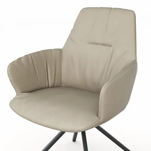 Armlehnstuhl Pegara - Leder, Graubraun