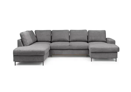 Wohnlandschaft - Ecke links mit 2-Sitzer und Longchair rechts, Stoff, Anthrazit