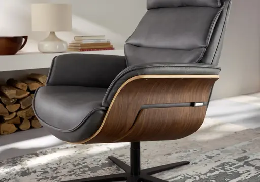 Hocker Perano - Nussbaum, Leder, Antrazit