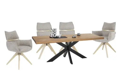 Armlehnstuhl MAROU - drehbar, Stoff, Braun