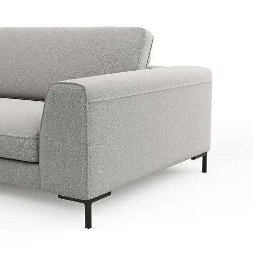 Ecksofa Solano - Longchair Links mit 2,5-Sitzer, Boucle, Hellgrau