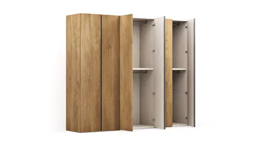 Drehtürenschrank Loretto - B ca. 280 cm, Melamin Astig hell