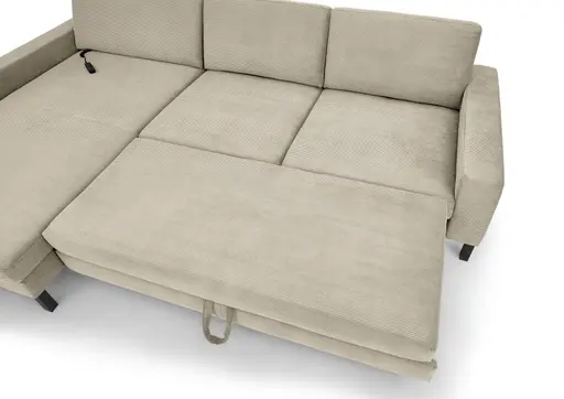 Ecksofa CALM MOVE 2.0 - Longchair links mit 2,5-Sitzer, Schlaffunktion, Feincord, Sand
