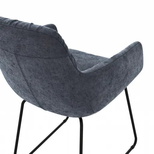 Armlehnstuhl Pelle - Stoff, Graugrün, Kufe, Schwarzgrau