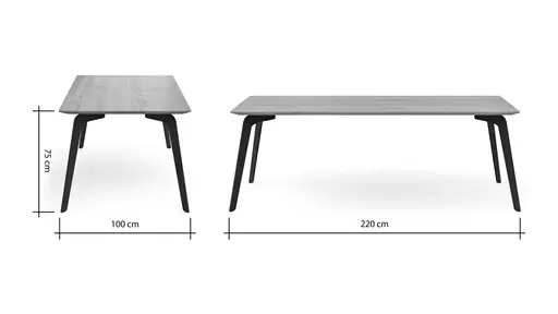 Esstisch Phoenix - LB ca. 220x100cm, Eiche geölt mit Epoxidharz dunkel