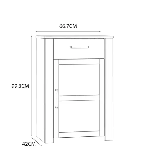 Schuhschrank FELLIAN- B ca. 67 cm, Weiß, Eiche Dekor