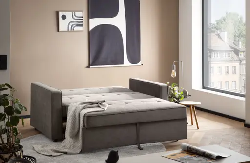 Schlafsofa - 2-Sitzer inkl. Schlaffunktion, Stoff, Braun