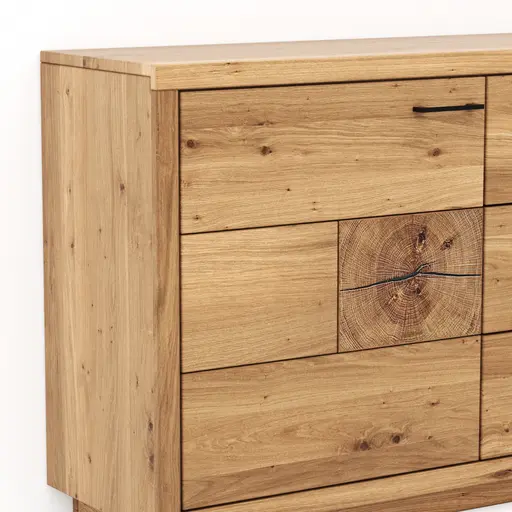 Sideboard Hartford - Eiche massiv, mit Hirnholzapplikation