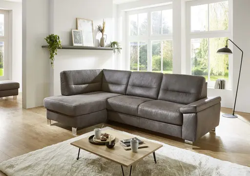 Ecksofa - Longchair links und 2,5-Sitzer, Stoff, Anthrazit