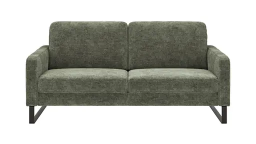Sofa Enna - 3-Sitzer, Armlehne A, Stoff, Olivgrün, Kufe, Schwarz