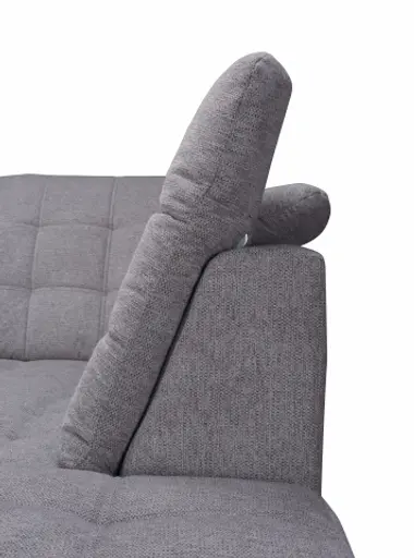 Ecksofa - Ecke links, 2-Sitzer inkl. Schlaffunktion und Bettkasten, verstellbare Kopfstützen, Stoff, Grau