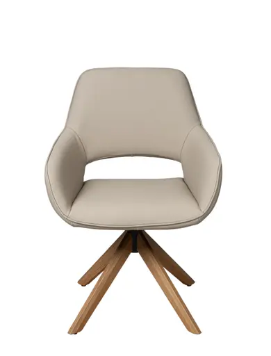 Armlehnstuhl MARIELLE - drehbar, Leder, Latte