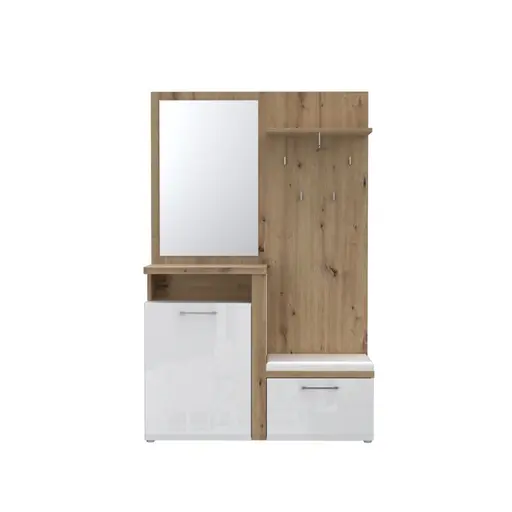 Garderobe - Weiß, Eiche Dekor