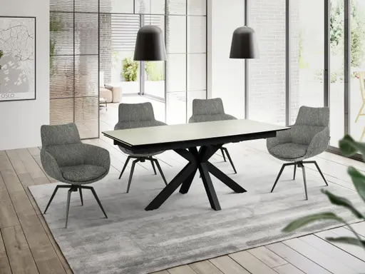 Esstisch MELANIA - ausziehbar, LB ca. 180x95 cm, Glaskeramik, Travertin farbig