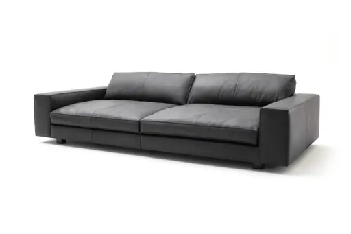 Sofa Aprino 1 - 4-Sitzer XXL, Leder, Schwarz, Armlehne Block