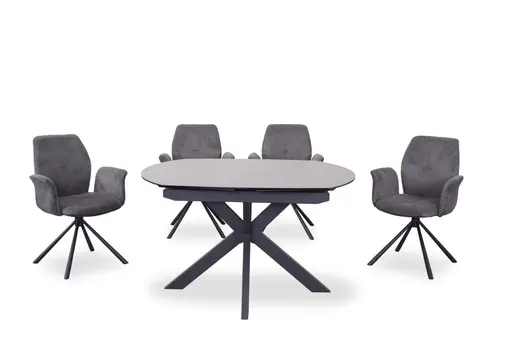 Armlehnstuhl MANOA - drehbar, Stoff, Dunkelgrau