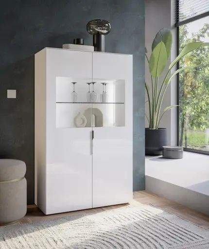 Vitrine- inkl. LED-Beleuchtung, Weiß