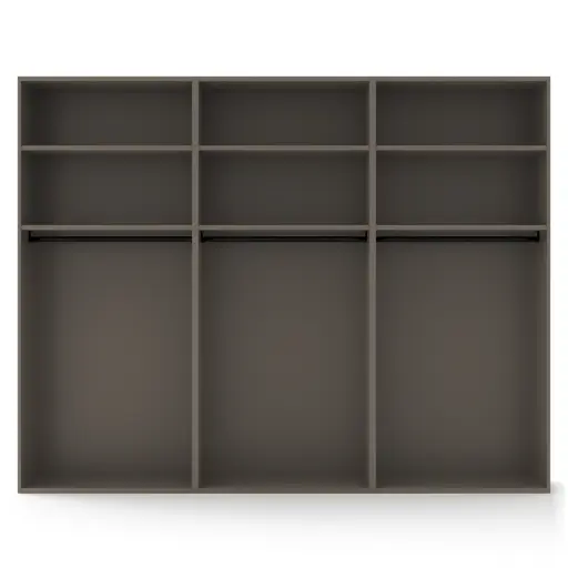 Drehtürenschrank Matera - BHT ca. 301x235x60 cm, Lack Matt, Muschelgrau, Griffe Coffee