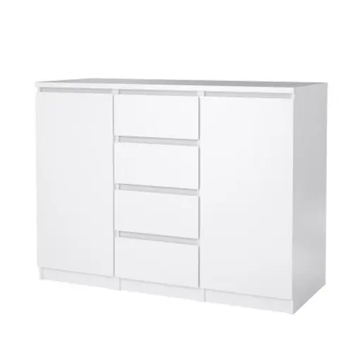 Kommode - B ca. 121 cm, Weiß Hochglanz