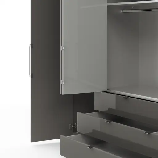 Drehtürenschrank Marbella - B. ca. 257cm, Korpus, Front Glas, Weiß