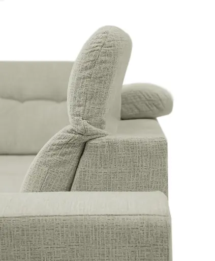 Ecksofa - Ecke links mit 2-Sitzer, Kopfteil verstellbar, Sitztiefe verstellbar motorisch, Stoff, Perlmutt