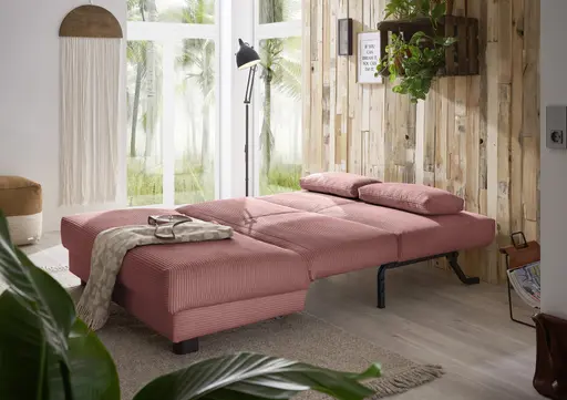 Schlafsofa EASY Optik A - 2-Sitzer ohne Armlehne, 140 cm inkl. Schlaffunktion, Cord, Rot