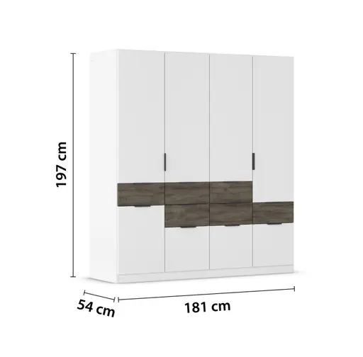 Drehtürenschrank RAAS- B ca. 181 cm, Weiß, Vintage