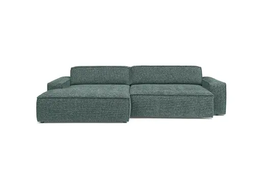 Ecksofa - Longchair links mit 2-Sitzer, Sitzvorzug motorisch, Stoff, Petrol