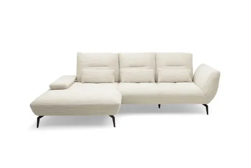 Ecksofa PAYTON - Ecke links, 2-Sitzer, Stoff, Creme