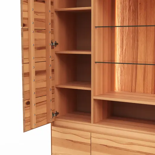 Vitrine Hillsboro - inkl. Beleuchtung, Buche/Kernbuche natur, geölt