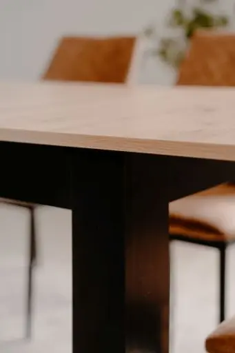 Esstisch - ausziehbar, LB ca. 125x80 cm, Artisan Eiche Nachbildung, Schwarz