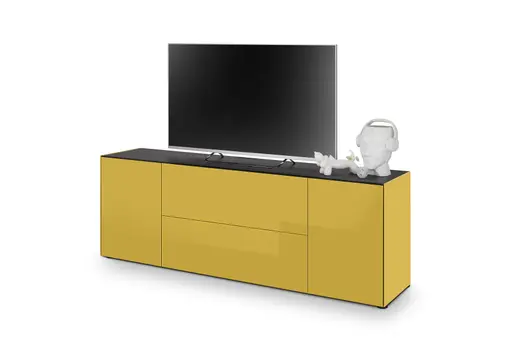 Lowboard - B ca. 181 cm, Goldgelb, Keramikoptik