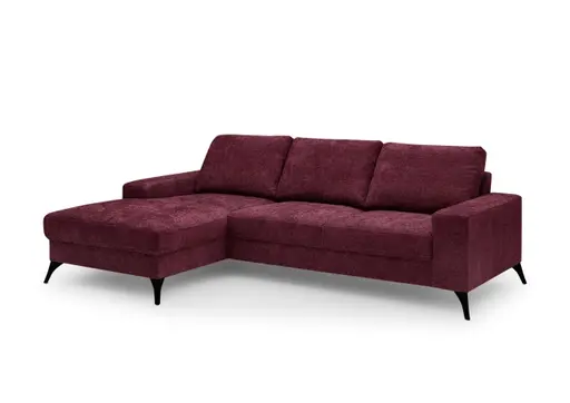 Ecksofa - Ecke links, 2-Sitzer, Stoff, Weinrot