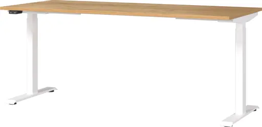 Schreibtisch GELI - höhenverstellbar, LB ca. 180x80 cm, Eiche Nachbildung, Weiß