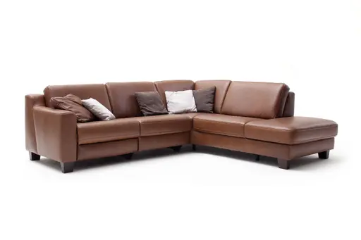 Ecksofa - 2,5-Sitzer mit Ecke rechts, Leder, Brandy