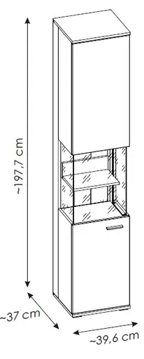 Vitrine - mit Beleuchtung, Viking Eiche Nachbildung, Anthrazit