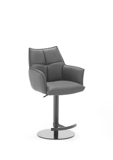 Barhocker MELE - drehbar, höhenverstellbar, Leder, Schwarz