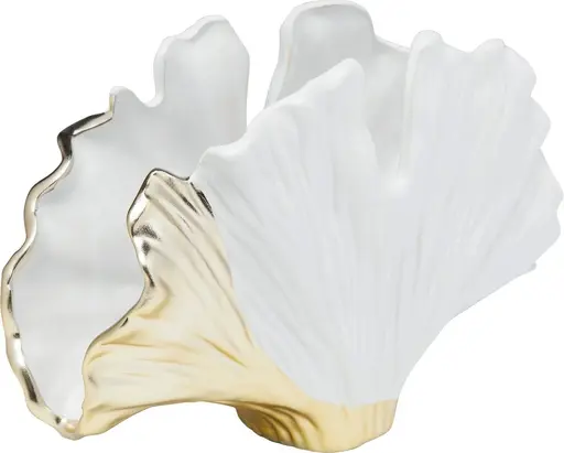 Dekovase- BHT ca. 26x18x9 cm, Steingut, glasiert, Weiß/Gold