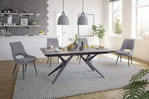 Esstisch MICHELA - ausziehbar, LB ca. 95x180 cm, Keramik, Dunkelgrau