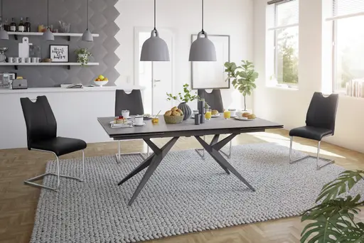 Freischwinger MERVE - Leder, Schwarz