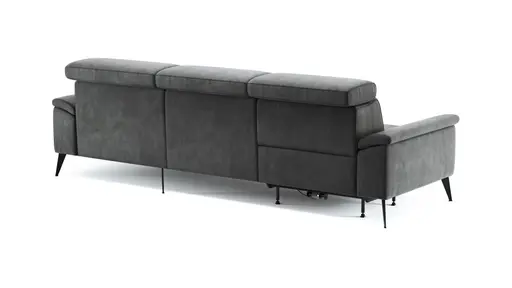 Ecksofa Anna - 2,5-Sitzer mit Longchair rechts inkl. Relaxfunktion (motorisch), Kopfteil verstellbar, Stoff, Stahl