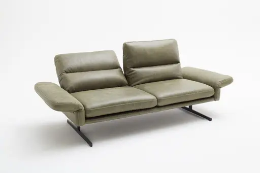 Sofa Alexander - 3-Sitzer inkl. Kopfstütze/Armlehne verstellbar, Leder, Olive