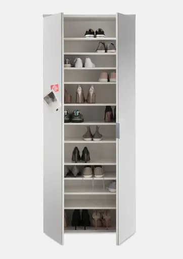 Schuhschrank - B ca. 80 cm, Weiß, Spiegel